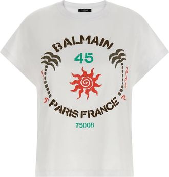 Balmain T-shirt met Club print - Dames - T-shirts - Wit - S - Katoen - Tops
