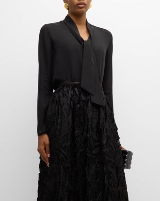 Lafayette 148 New York Tie-Neck Silk Blouse