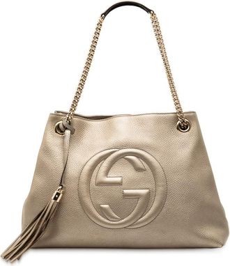Gucci Pre-owned Gucci Medium Metallic Leather Soho Chain Tote LSQ3QI8214SH8THT