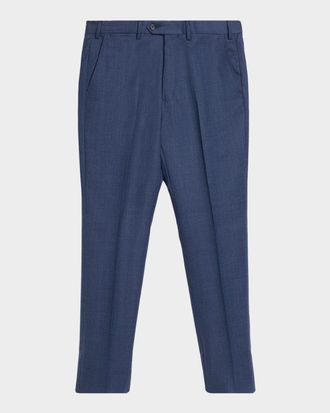 Emporio Armani Men & apos;s Textured Wool Tapered Flat-Front Trousers