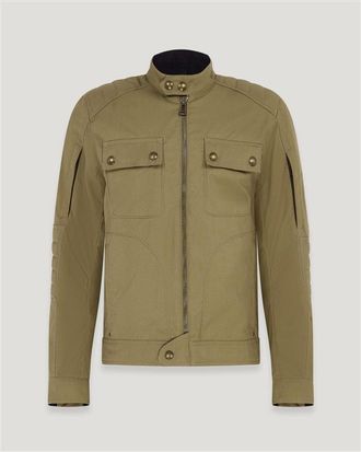 Belstaff Roberts Motorcycle Jacket Mens Cotton Mix Belstaff Olive Size 2XL