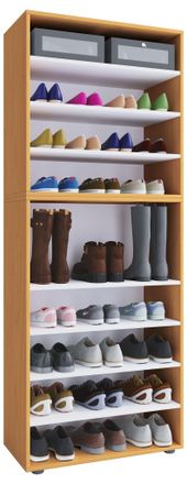 ebuy24 Ebuy24 - Estante De Zapato De Madera Vcm Dimensiones: Al. 183 X An. 70 X P. 37 Cm Armario Multiusos 9 Compartimentos Sin Puertas - Lona (haya)