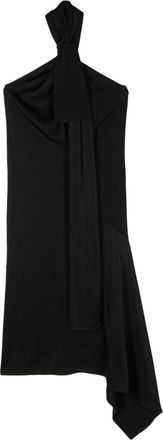 Givenchy knot-detail asymmetric midi dress - women - Viscose/Acetate - 36 - Black
