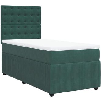 vidaXL Cama Box Spring Con Colch&oacute;n Terciopelo Verde Oscuro 90x200 Cm Vidaxl