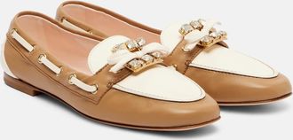 Roger Vivier Embellished leather boat shoes