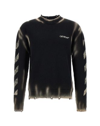 Off-white Black Knitted Crew Neck Sweater
