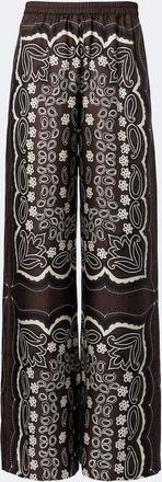 Nili Lotan Morgan printed silk twill wide-leg pants