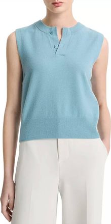 Vince Henley Sleeveless Sweater In Sky Steel