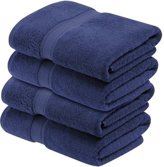 Superior Set Of 4 Egyptian Cotton Plush Heavyweight Absorbent Luxury Soft Bath Towels