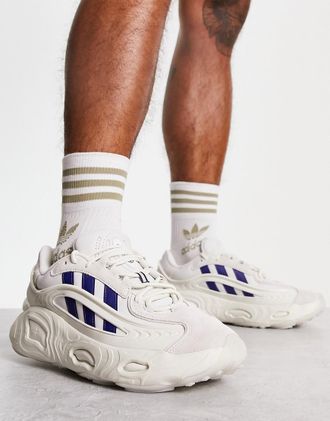 adidas Originals Preppy Varsity Oznova - Sneakers bianco sporco e blu navy a righe