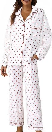 Generic Pyjamas for Women 2 Piece Outfits Womens Fashion Lounge Nightwear Cotton-Like Ladies Pyjamas Sleep & Lounge Women Skin-Friendly Casual Classic Leisure
