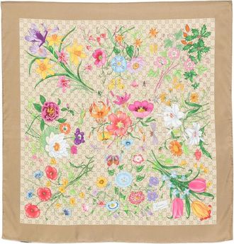 Gucci Flora Print GG Supreme Scarf