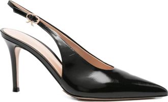 Gianvito Rossi Zwarte Leren Slingback Stiletto Pumps - Dames - Pumps - Zwart - 38 EU - Schoenen