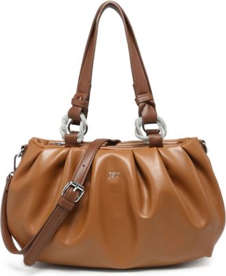 Generic Womens Pleated Shoulder Bag with Zip Closure, Soft Ruched Hobo Handbag with Top Handles, Convertible Crossbody Bag with Adjustable Strap (Brown)