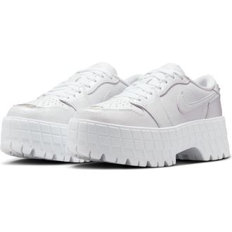 Nike Jordan Air Jordan 1 Brooklyn Platform Sneaker in White/Metallic Silver at Nordstrom, Size 10