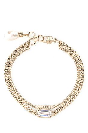 Alexander McQueen Pale Gold Crystal Chain Bracelet