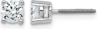 Diamond2Deal 14k White Gold 3/4 ct Round Lab Grown Diamond Stud Earrings Screw Back VS Clarity, D-E Color