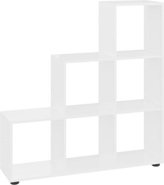 vidaXL Vidaxl - Libreria a Scala Bianco Lucido 107 cm in Legno Multistrato