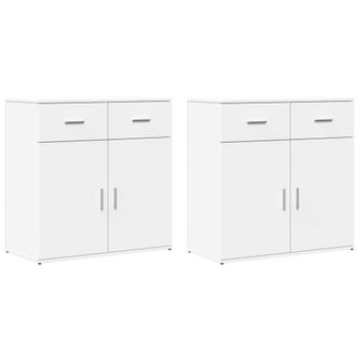 Berkfield Home Sideboards 2 pcs White 79x38x80 cm Engineered Wood | Size: 79 x 38 x 80 cm