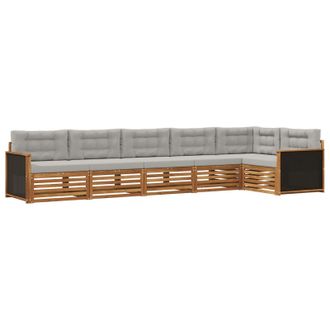 vidaXL Conjunto De Sof&aacute;s De Exterior 6 Pcs Natural Y Gris Claro Vidaxl