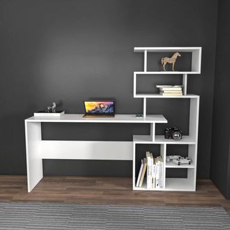 Decorotika Next Computer & Study Desk Workstation with Shelving Unit in White