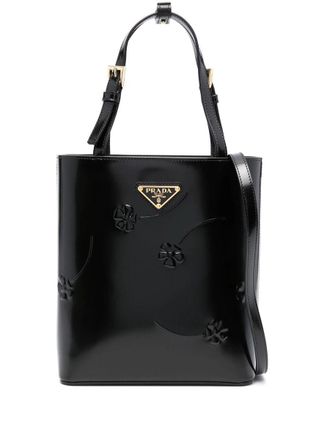 Prada Floral-Embossed Leather Tote Bag