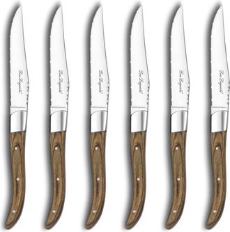 Lou Laguiole Estuche de 6 cuchillos carne Nogal