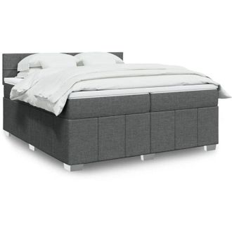 vidaXL Vidaxl - Cama Box Spring Con Colch&oacute;n Tela Gris Oscuro 200x200 Cm