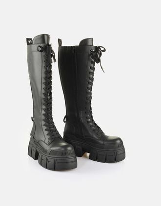 Buffalo Womens Buffalo Gospher Lace Up High Womens Black Boots - Size: UK 7 / eu 41 / us 10