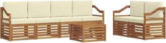 vidaXL Vidaxl Conjunto De Sof&aacute;s De Exterior 7 Uds. Natural Y Crema