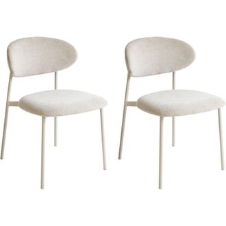 Beliani Set of 2 Dining Chairs COWLEY Chenille Light Beige