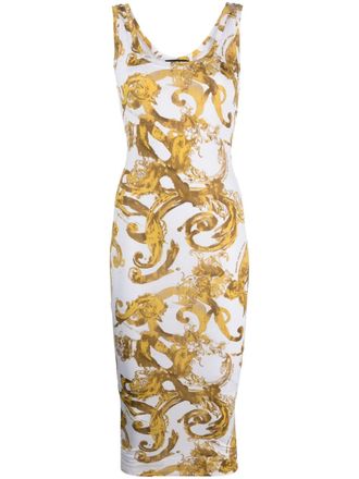 Versace Jeans Couture Barocco-print midi dress - White