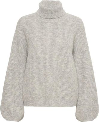 Gestuz Lichtgrijs Melange Rolhals Trui - Dames - Coltruien - Grijs - 2XS - Wol - Truien & Vesten