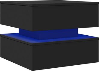 vidaXL Mesa De Centro Con Luces Led Negro 50x50x40 Cm Vidaxl