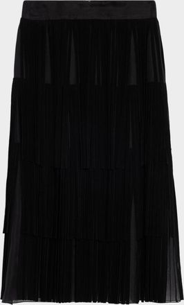 Dolce & Gabbana Tiered Fringe Silk Organza Midi Skirt