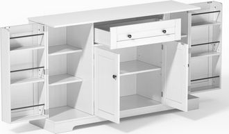 STILVORA Aparador De Cocina Con 1 Caj&oacute;n, 4 Puertas Y Estantes Ajustables, Con Estantes En Puerta, Mdf, Blanco, 138 Cm