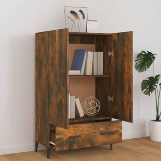 Berkfield Home Highboard Smoked Oak 70x31x115 cm Engineered Wood in Brown | Size: 70 x 31 x 115 cm