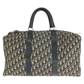 Dior Pre-owned Weekend Bags, unisex, Blue, Size: ONE SIZE Pre-owned Trotter Canvas Leather Boston Bag