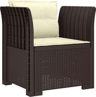 vidaXL Sill&oacute;n Individual Con Cojines Apariencia De Ratan Pp Marr&oacute;n Vidaxl