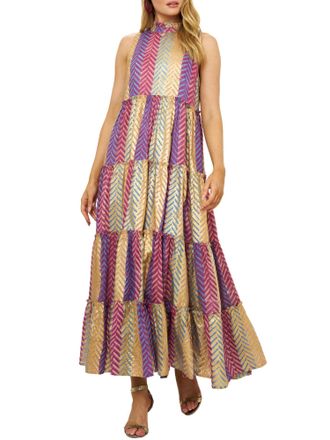 Oliphant Ruffle Tiered Maxi Dress In Torino Blue