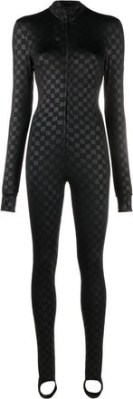 Misbhv monogram zip-up ski jumpsuit - women - Polyamide/Spandex/Elastane - S - Black