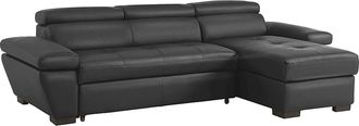 Vente-Unique Sof&aacute; cama rinconera de piel JONOVA - Gris antracita - &Aacute;ngulo derecho