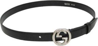 Gucci Pre-owned Interlocking Belt - Dames - Vintage Accessoires - Zwart - ONE Size - Leer - Vintage