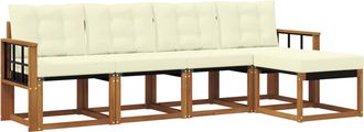 vidaXL Vidaxl Conjunto De Sof&aacute;s De Exterior 5 Uds. Natural Y Crema