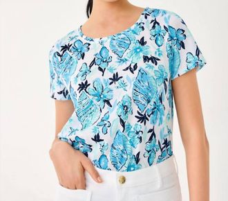 Lilly Pulitzer Etta Scoop Neck Top In Resort White/sea Shell Splendor