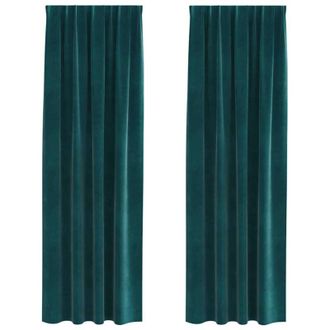 vidaXL Cortinas 2 Pcs Verde Oscuro 140 X 245 Cm Terciopelo Vidaxl