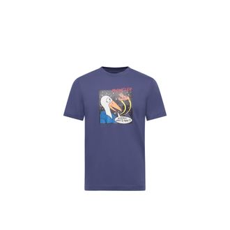 Moncler Moncler Space Monduck Cotton T-shirt, Men, Blue, Size: 3xl
