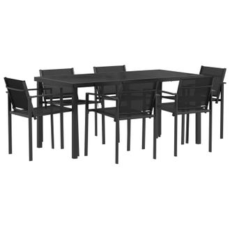 vidaXL Juego De Muebles De Exterior 7 Pcs Negro Y Antracita Textileno Vidaxl