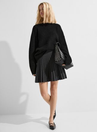 Icone Womens Thick knit accordion pleat miniskirt