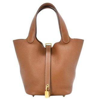 Herm&egrave;s Pre-owned Picotin Handbag - Dames - Vintage Tas - Bruin - ONE Size - Leer - Vintage